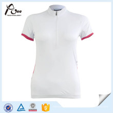 Camisa de Ciclismo de Secagem Rápida Clássica em Branco para Mulheres